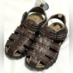 Carter's Little Boy Brown Jupiter Durable Outdoor Sandals Easy Closure Sz 11